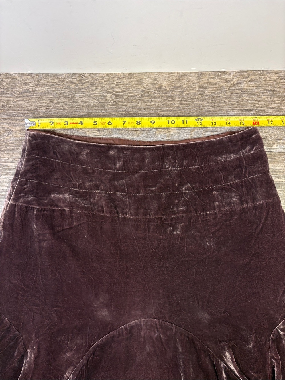 SOLD IN STORE Neely Brown Silk Blend Velvet Ruffle Hem Midi Skirt M - Picture 8 of 10